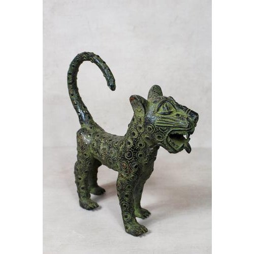 Large Bronze Leopard Sculpture, Benin For Sale - Image 4 of 5