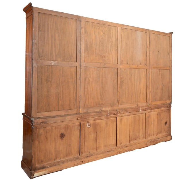 Early 20th Century Large English Mahogany Bookcase With Glass Doors For Sale - Image 9 of 9