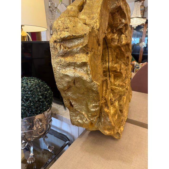 2010s Custom Gold Painted Resin Cave Rock Mirror For Sale - Image 5 of 12