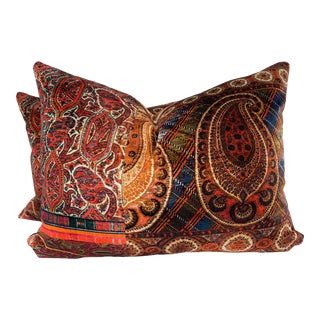 Mulberry "Lamond Velvet" in Multi 16"x20" Pillows-A Pair For Sale