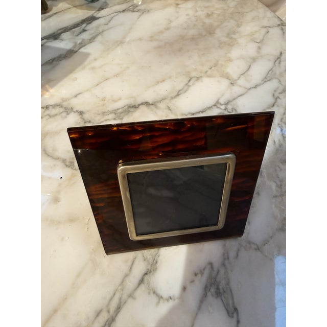 Modern Vintage Tortoiseshell Lucite Photo Frame For Sale - Image 3 of 6