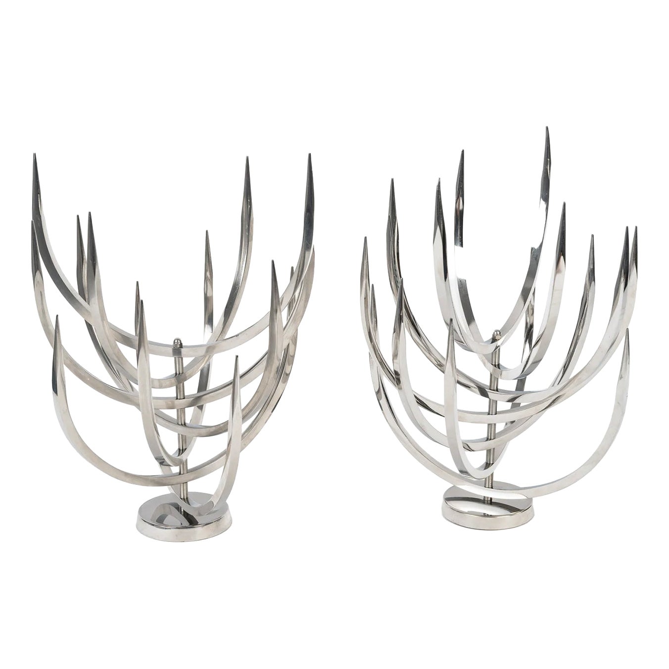Candlesticks by Xavier Féal for Inox Industrie, 1970, Set of 2 | Chairish