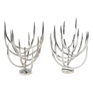 Candlesticks by Xavier Féal for Inox Industrie, 1970, Set of 2 For Sale