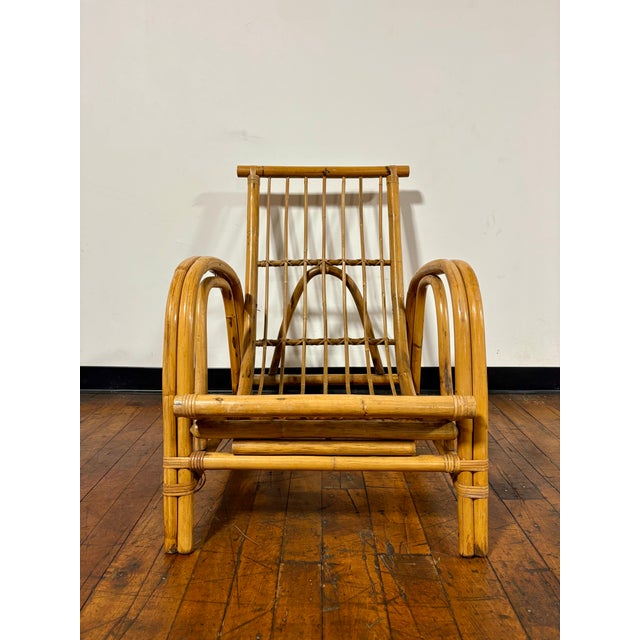 Wood Mid-Century Modern European Franco Albini Style Low Profile Rattan Curved Lounge Chair For Sale - Image 7 of 12