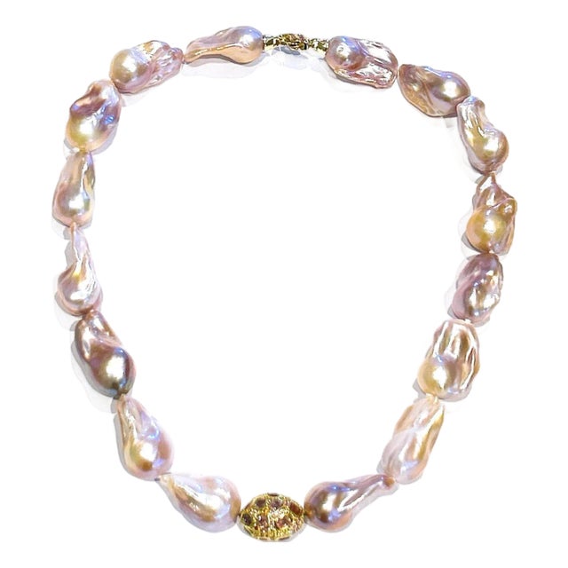 Bochic “Capri” Vintage Baroque Pearl & Multi Gem Necklace Set in 18K & Silver For Sale