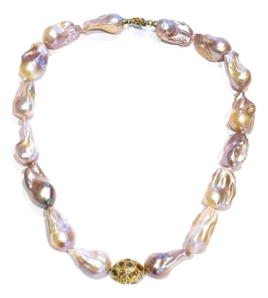 Bochic “Capri” Vintage Baroque Pearl & Multi Gem Necklace Set in 18K & Silver