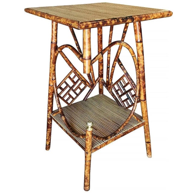 1900 - 1909 Restored Aesthetic Movement Tiger Tortoise Bamboo Pedestal Side Table For Sale - Image 5 of 6