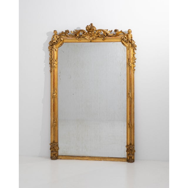 19th Century France Louis XVI Gold Wood Full-length & Floor Mirrors For Sale - Image 4 of 10