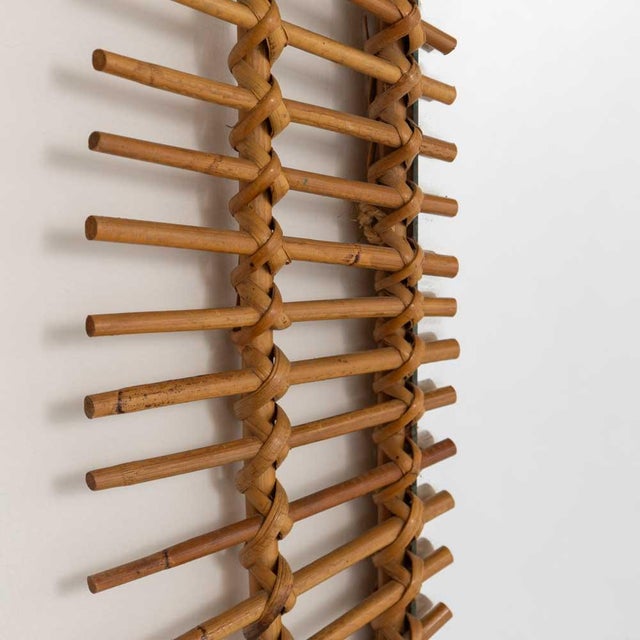 1960s French Rattan Sunburst Mirror For Sale - Image 9 of 9