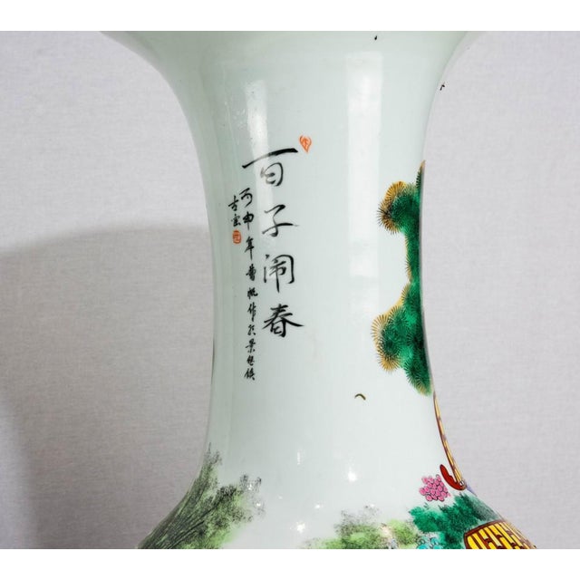 Ceramic Vintage Chinese Cantonese Canton Porcelain Vases Urns, Set of 2 For Sale - Image 7 of 10