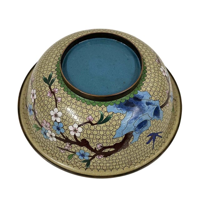Yellow Early 20th Century Antique Chinese Cloisonne Bowl For Sale - Image 8 of 8