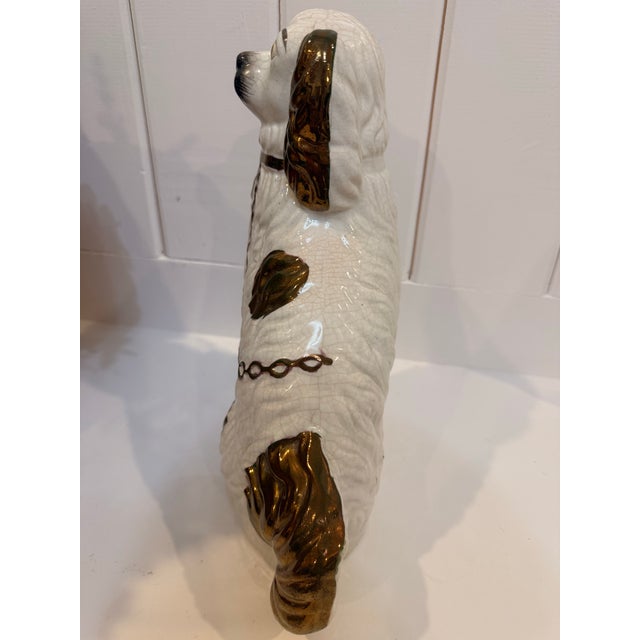 Staffordshire Antique Victorian 12" Staffordshire Copper Lustre Large Spaniel Figurine - Circa 1870 For Sale - Image 4 of 7