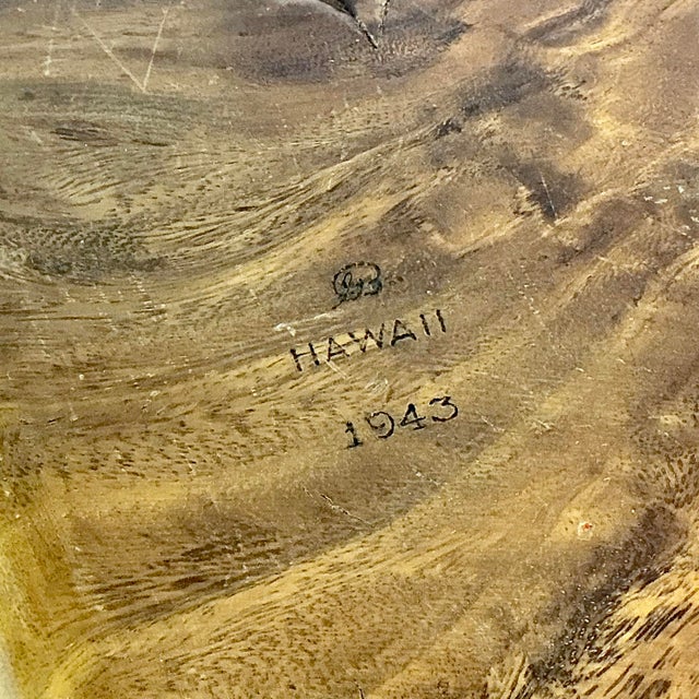 Mid-Century Coastal Boho Chic Large Hawaiian Wood Leaf Platter Bowl Catchall For Sale - Image 12 of 12