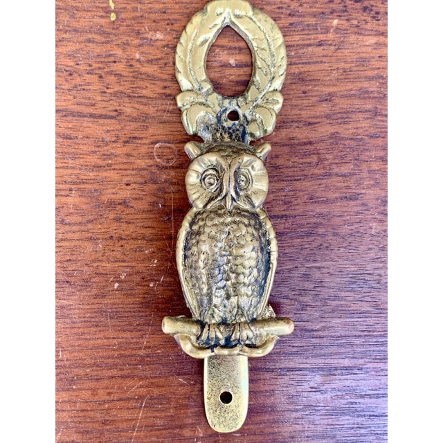 Mid-Century English Cast Brass Owl Door Knocker For Sale - Image 4 of 9