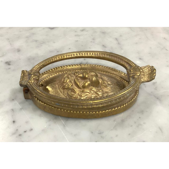 Bunny Williams Home Vintage Solid Brass Lion‑Head Door Knocker — 6” (Heavy Cast Brass) For Sale - Image 4 of 6