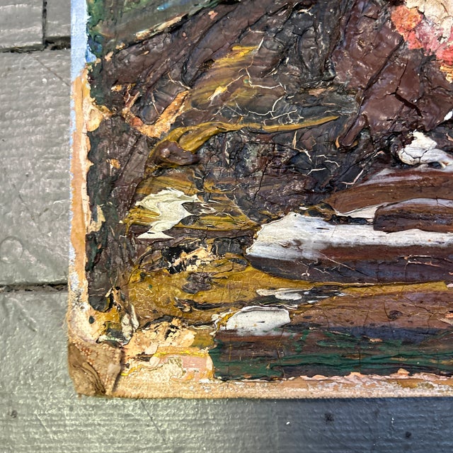 1970’s Original Girl and Dog Folk Art Textured Painting For Sale - Image 4 of 7