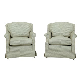 Pair Ethan Allen Upholstered Club Chairs For Sale