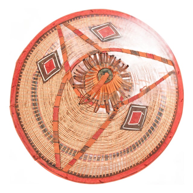 Conical Leather and Straw Tribal Fulani Hat, Mali West Africa For Sale