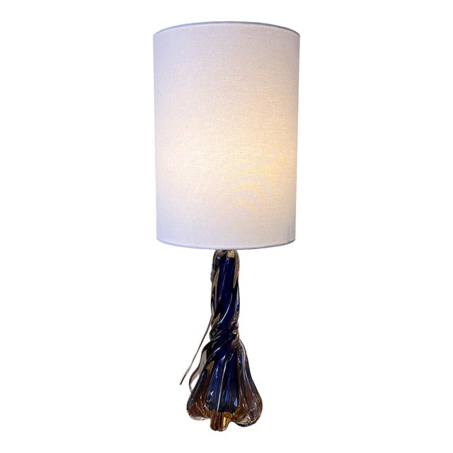 Vintage Belgian Glass Table Lamp, 1950s For Sale