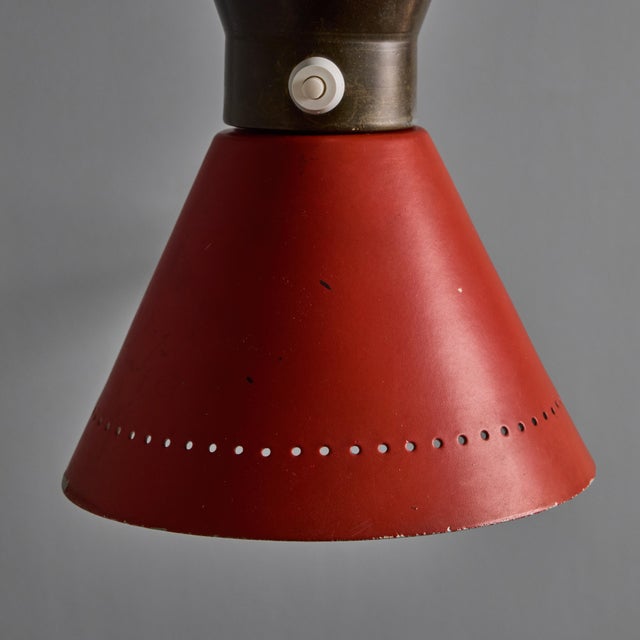 1960s Large Red and Grey Diabolo Articulating Wall Lamp Attributed to Pierre Guariche For Sale - Image 14 of 18
