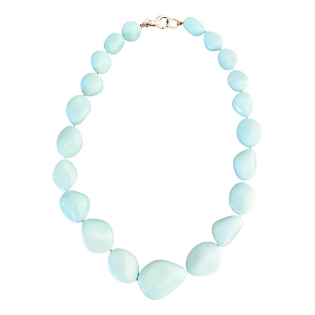 Turquoise Paste Necklace with 925 Silver Clasp, 1990s For Sale