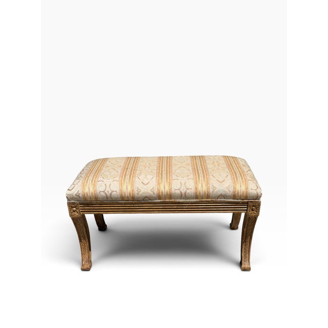 Traditional Dennis & Leen Regency Style Upholstered Bench For Sale - Image 3 of 5