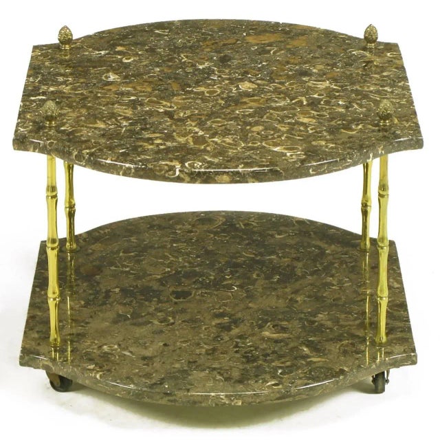 Italian Marble and Brass End Tables - a Pair For Sale - Image 4 of 9
