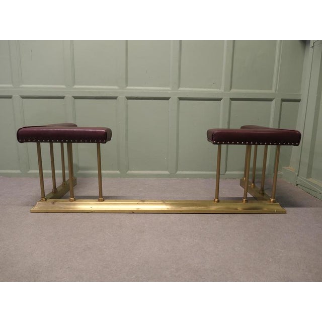 Art Deco Brass Club Fender, Fireside Bench This is a lovely old country house piece, it is made in Brass with burgundy...
