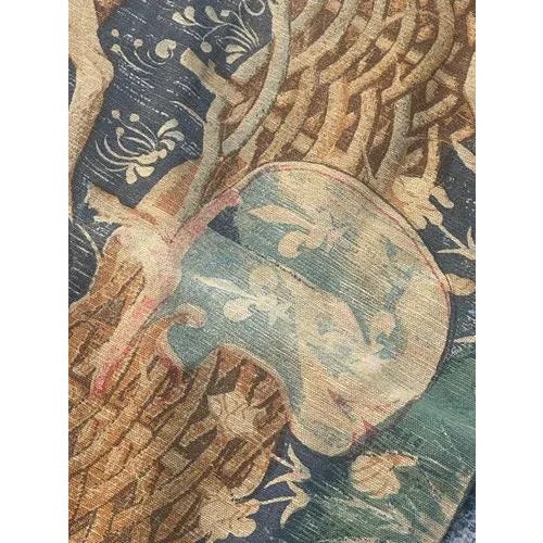 French Aubusson Style Screen-Printed by Hand Tapestry winged Stags, 1950s For Sale - Image 11 of 18