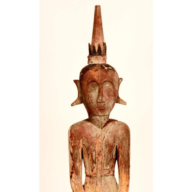 Wood Three Village Buddha Statues from Laos For Sale - Image 7 of 10