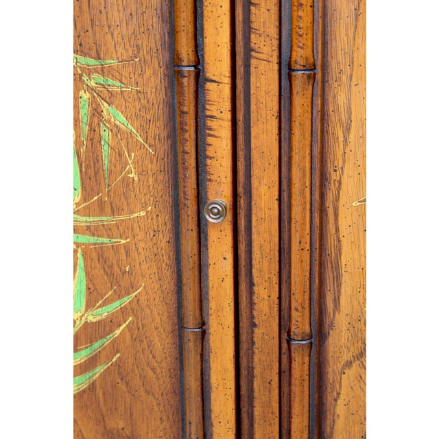 Vintage Brandt Embassy Collection Hollywood Regency Faux Bamboo Credenza Cabinet With Hand-Painted Bamboo Motif – Asian Chinoiserie Sideboard Console For Sale - Image 16 of 18