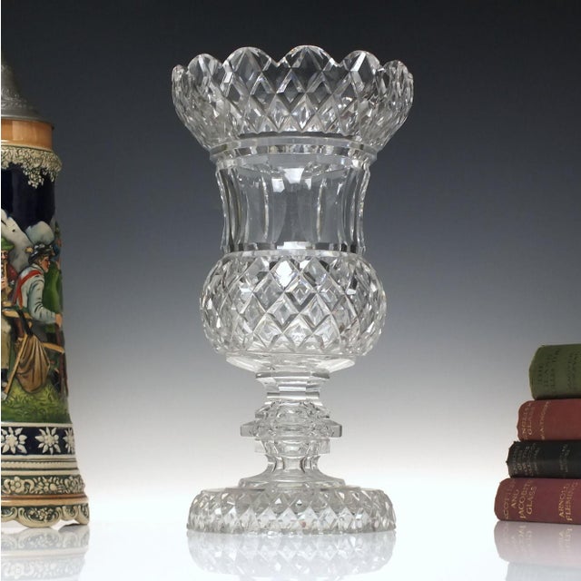 Glass Large Scottish Victorian Thistle Cut Glass Vase, 1880s For Sale - Image 7 of 7