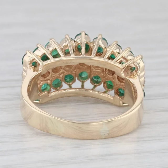 Metal 1.68ctw Emerald Diamond 14k Yellow Gold Pyramid Ring Size 6.75 For Sale - Image 7 of 8
