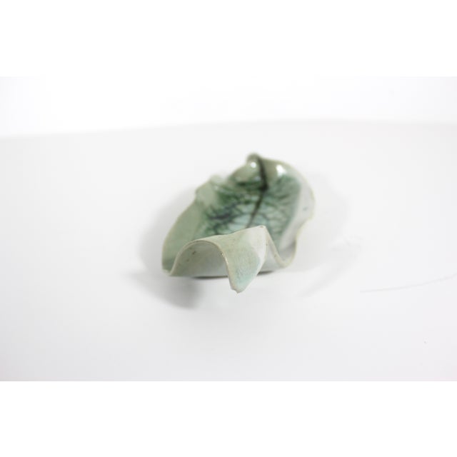 Green Vintage Studio Pottery Ceramic Leaf Dish For Sale - Image 8 of 12