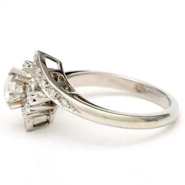Contemporary 18KW Diamond (0.54) Bridal Ring, size 6.75 For Sale - Image 3 of 5