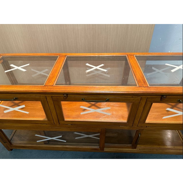 Wood Vintage Display Counter in Teak For Sale - Image 7 of 9