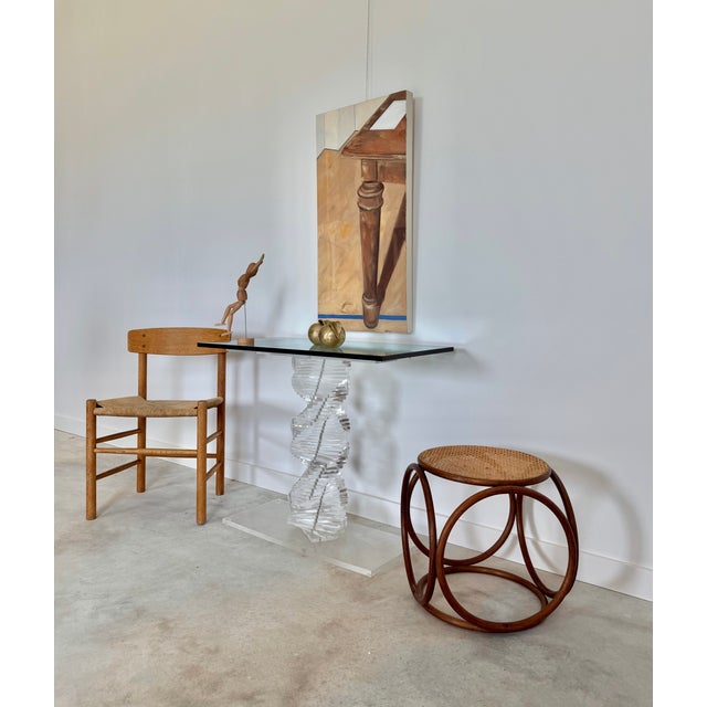 Lucite Helix Console Table With Custom Glass Top, Post Modern 1980s Handmade For Sale - Image 14 of 17