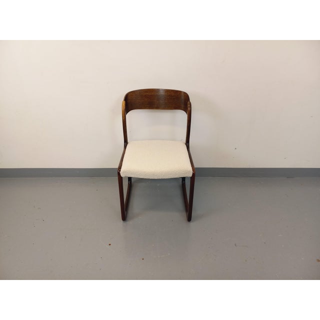 Vintage Sleigh Chair in Wood and Bouclé Fabric from Baumann, 1960s For Sale - Image 10 of 13