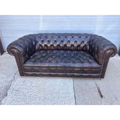 Textile Chesterfield Leather Sofa, Vintage Upholstery, Patina Finish, 1985 For Sale - Image 7 of 17