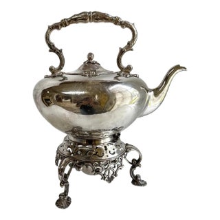 19th Century Tilting Teapot With Stand & Burner- 2 Pieces For Sale