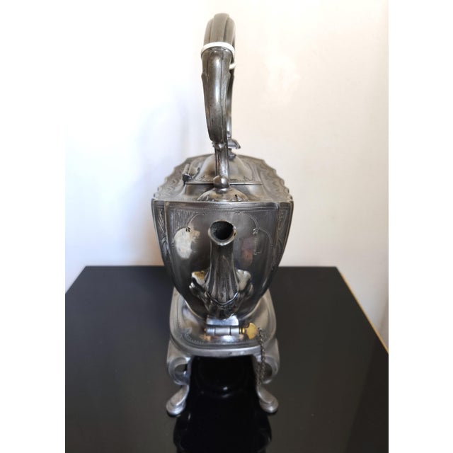 Silver 19th-Century Britannia Metal Spirit Kettle from Ashberry For Sale - Image 8 of 13