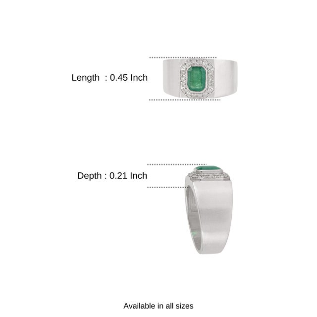 Vintage Style Cushion Cut 1.2 Ct Emerald & Diamond Halo Signet Ring in 925 Silver Size 5 For Sale - Image 12 of 15