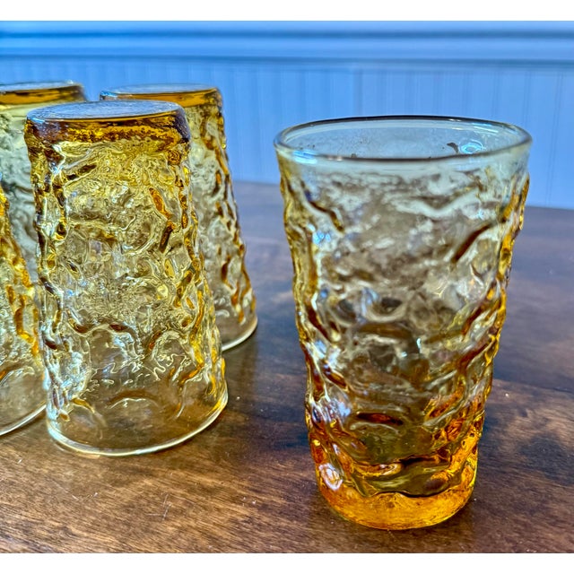 Mid 20th Century Anchor Hocking Milano Honey Gold Juice Glasses - Set of 5 For Sale - Image 9 of 11