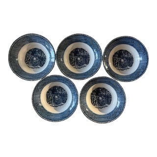 Vintage Currier & Ives Royal China Small Bowls - Set of 5 For Sale