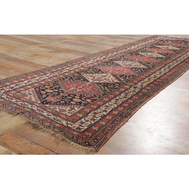 Textile Early 20th Century Antique Persian Shiraz Rug Runner, 03'03 X 10'11 For Sale - Image 7 of 10