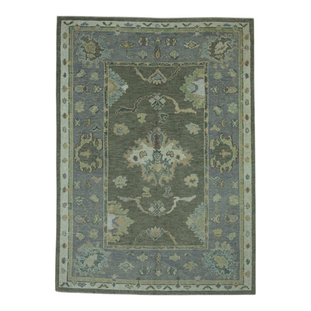 Turkish Oushak Rug 5' x 6'11" #19194 For Sale