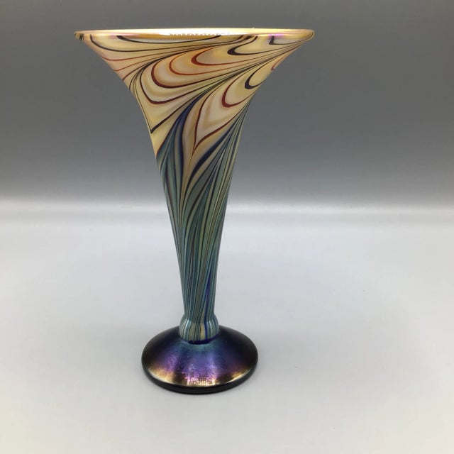 Pulled Feather Art Glass Vase by Lundberg Studios For Sale In Sacramento - Image 6 of 13