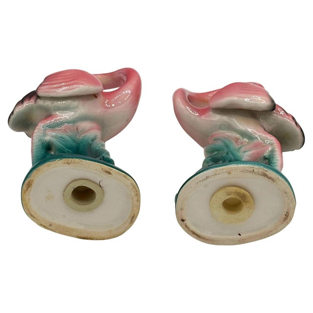 1980 Pink Flamingo Ceramic Tabletop Salt & Pepper Shaker Set by Sarsaparilla For Sale - Image 4 of 4
