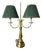 Monumental Vintage Brass Bouillotte Table Lamp With Custom Hunter Green Pleated Shades — Ralph Lauren / Visual Comfort For Sale