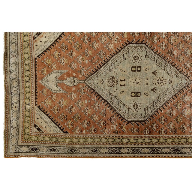 Textile Antique Malayer Runner Rug With Terracotta Field and Geometric Medallions For Sale - Image 7 of 9